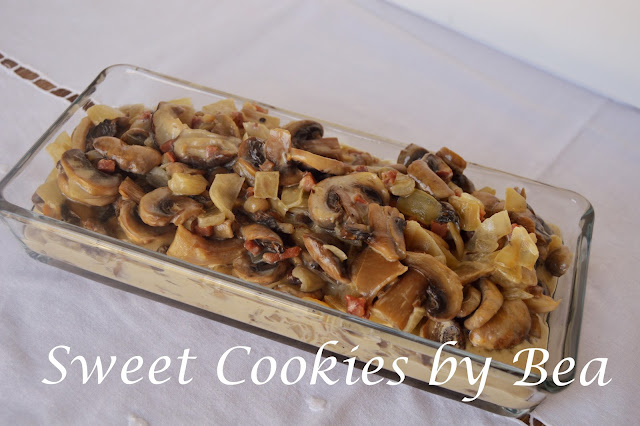 Champiñones con jamón y queso crema