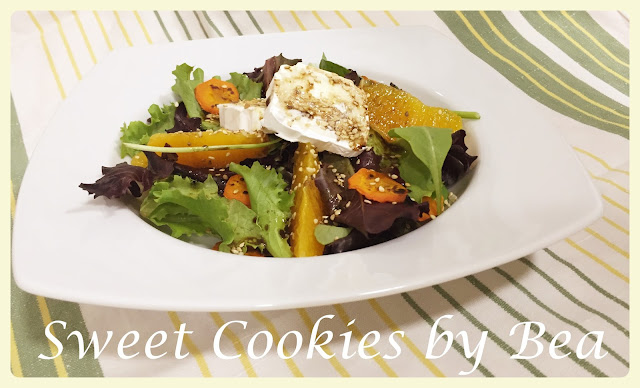 Ensalada de zanahoria templeda con naranja y queso