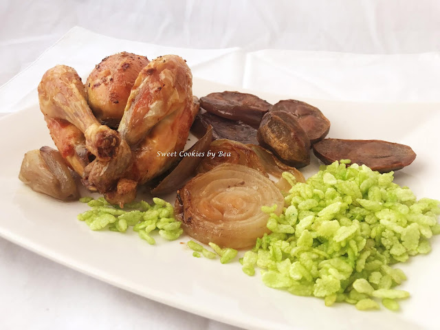 Picantones al horno con aroma de naranja