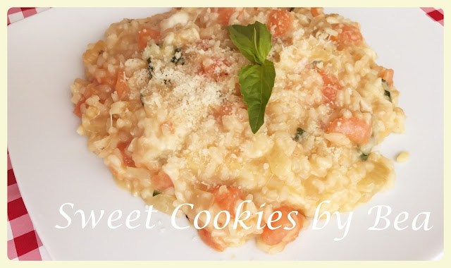 Risotto con albahaca y tomate